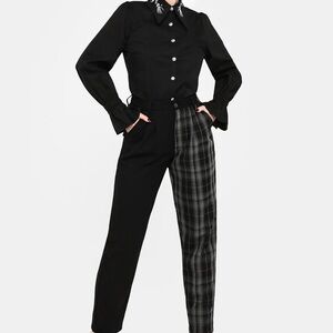 Disturbia Checkmate High Waist Tapered Trousers